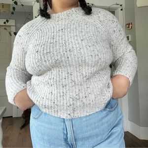 Madewell Mockneck grey speckle knit sweater
